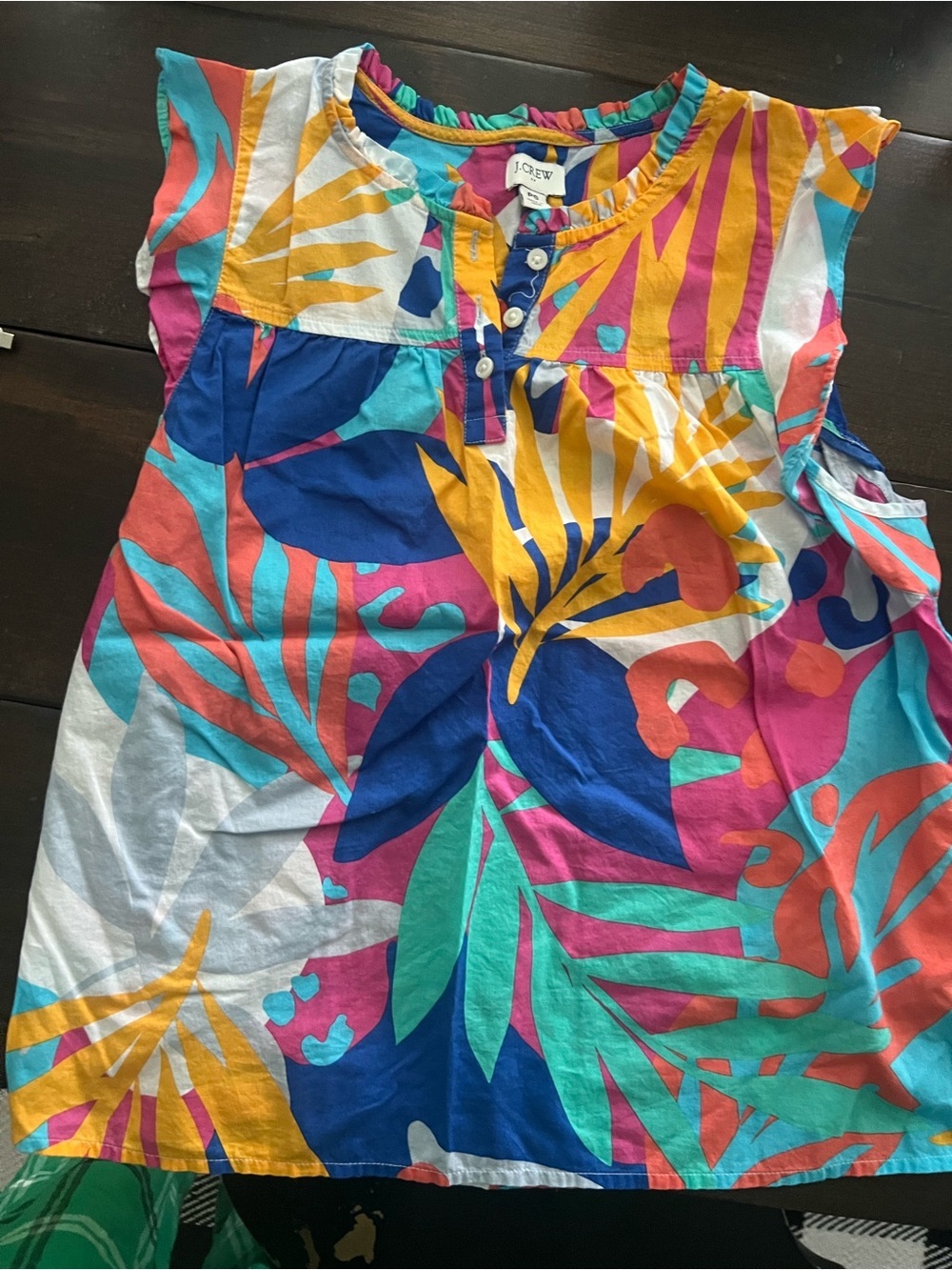 J. Crew Multicolor Tropical Stripe Cotton Blouse